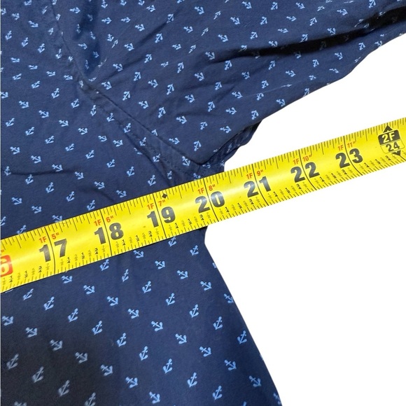 Denim & Flower Button Up Shirt Men's M Slim Fit Blue with Blue Anchor Pattern - Picture 7 of 8